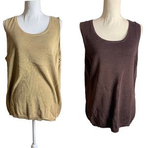 Coldwater Creek 2 Bundle Knit Tanks brown and light Brown size 2X